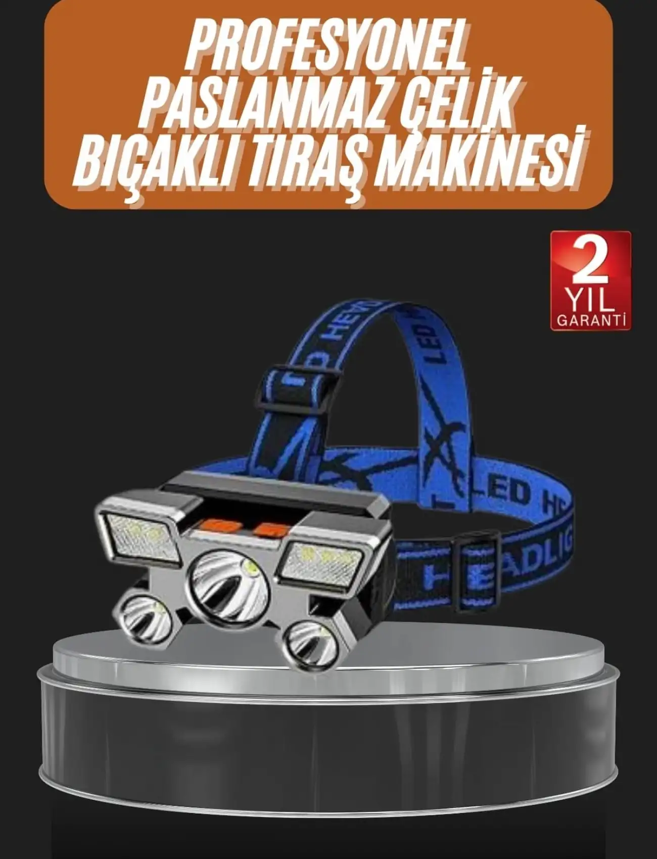 El Feneri Süper Kafa Lambası 4 Modlu 5 Led Kafa Feneri
