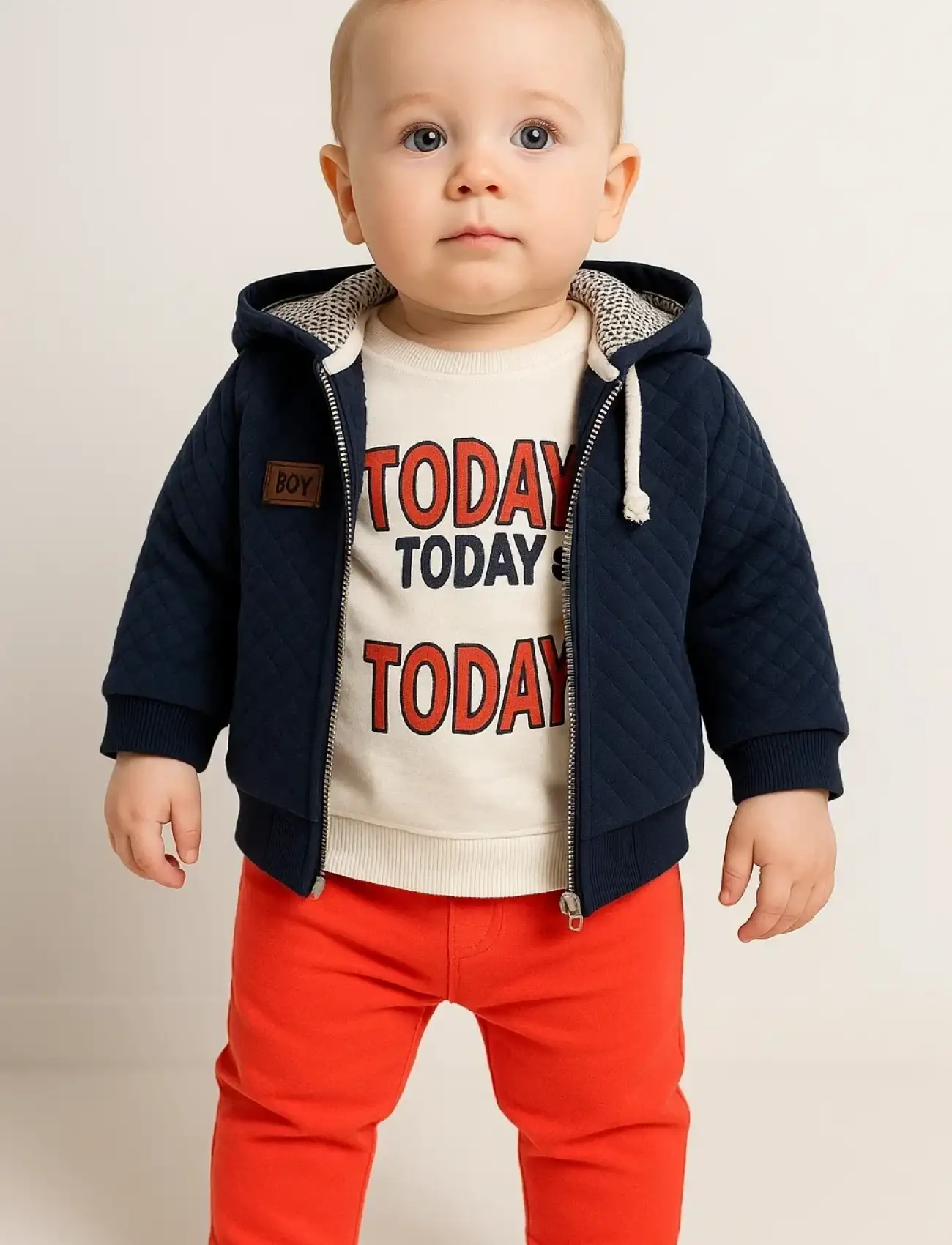 Erkek Bebek Today Baskılı Yağmurluk 3Lü Takım