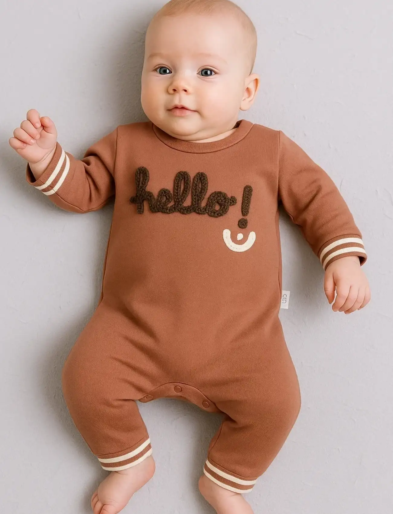 Hello Nakışlı % 100 Pamuk Erkek Bebek Tulum