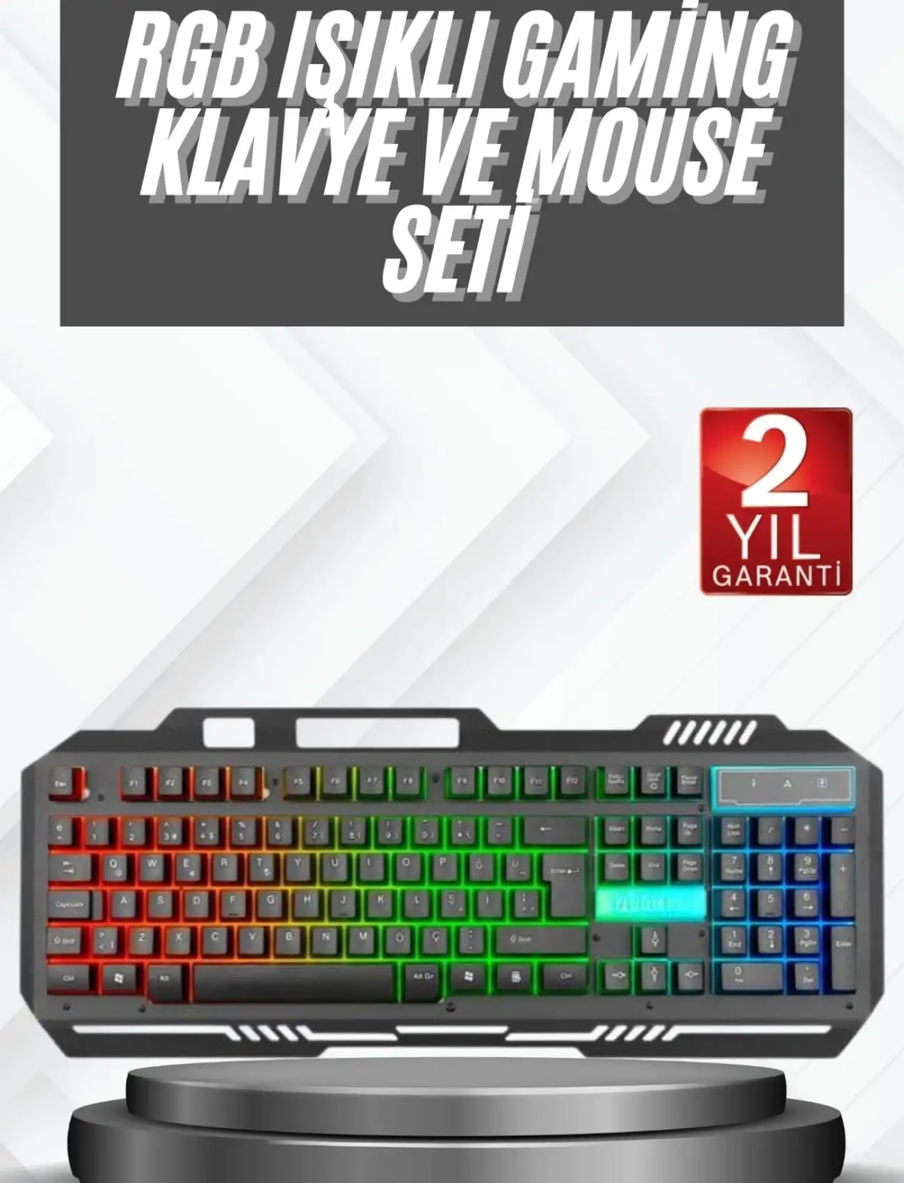Işıklı  Q Klavye Mouse Seti Siyah   Klavye