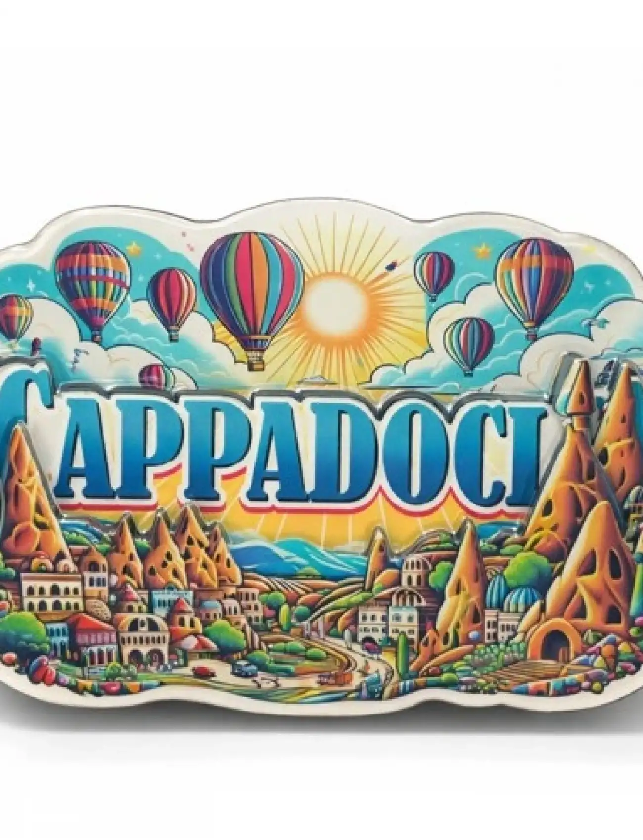 Kapadokya Temalı Ahşap Buzdolabı Magneti Model 1