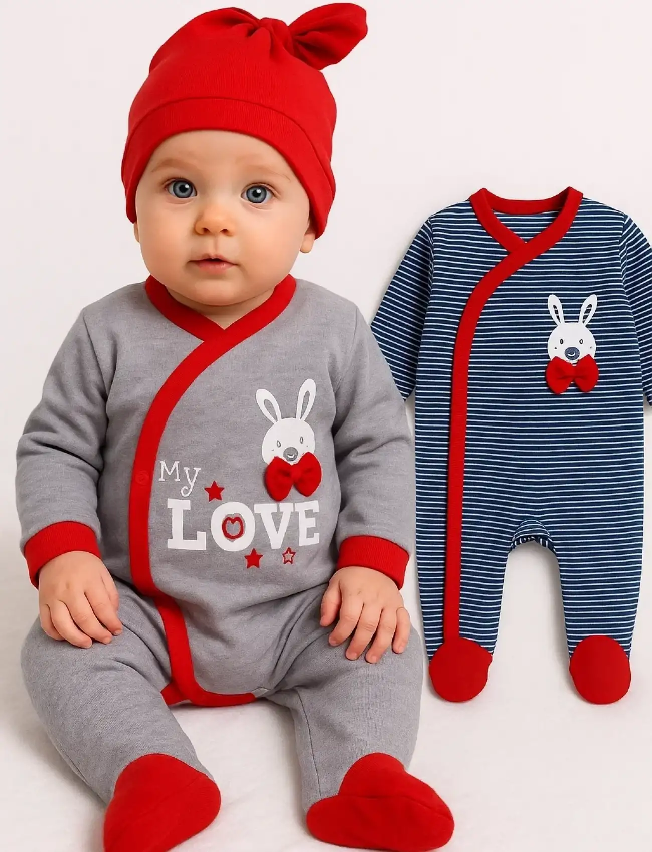 Love Desenli Erkek Bebek 4lü Tulum Seti