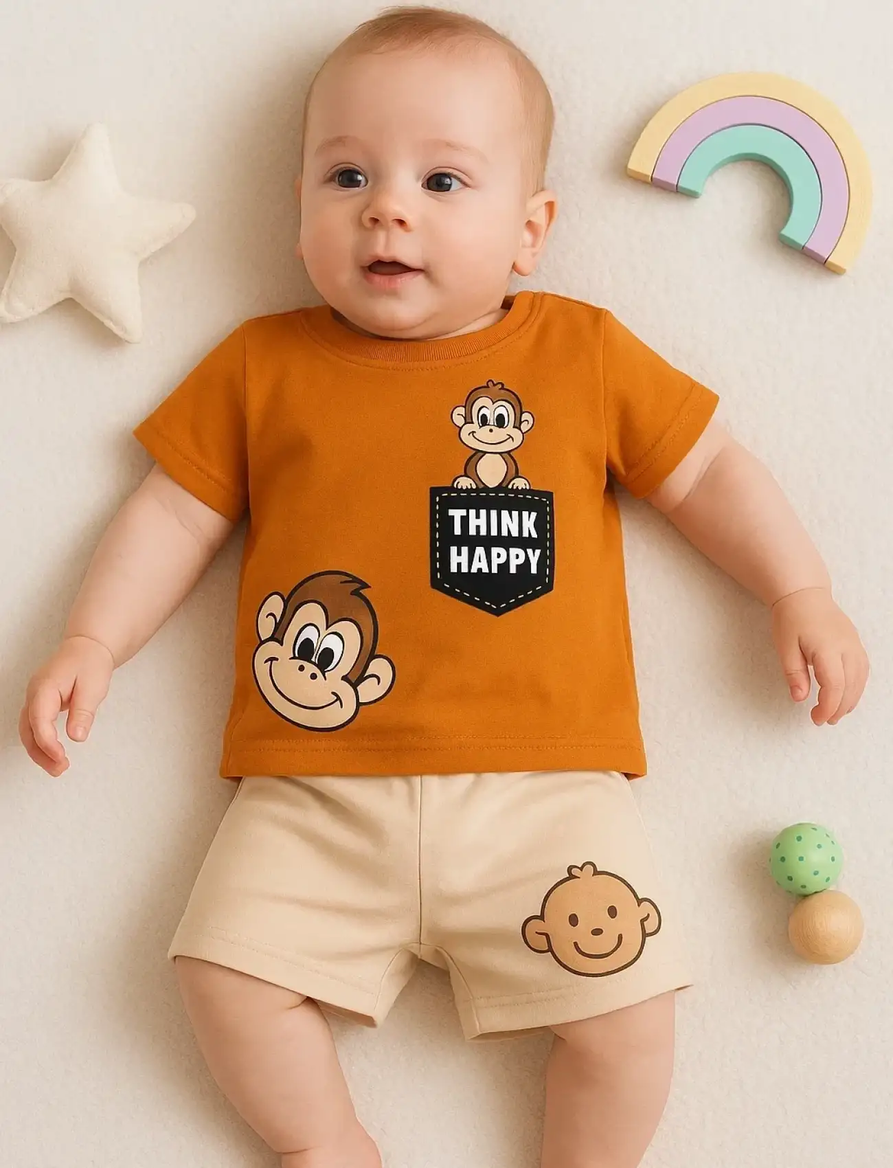 Maymun Desenli 2li Erkek Bebek Takım