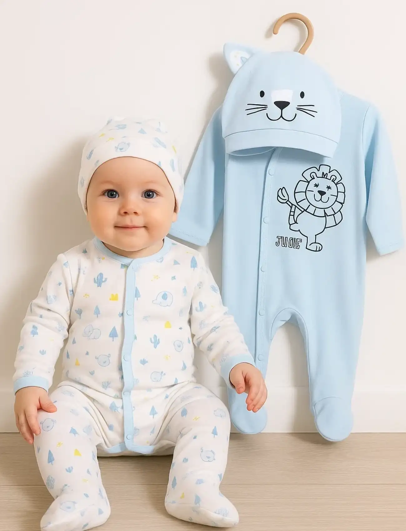 Mini Jungle Aslan Desenli Erkek Bebek 4lü Tulum Seti