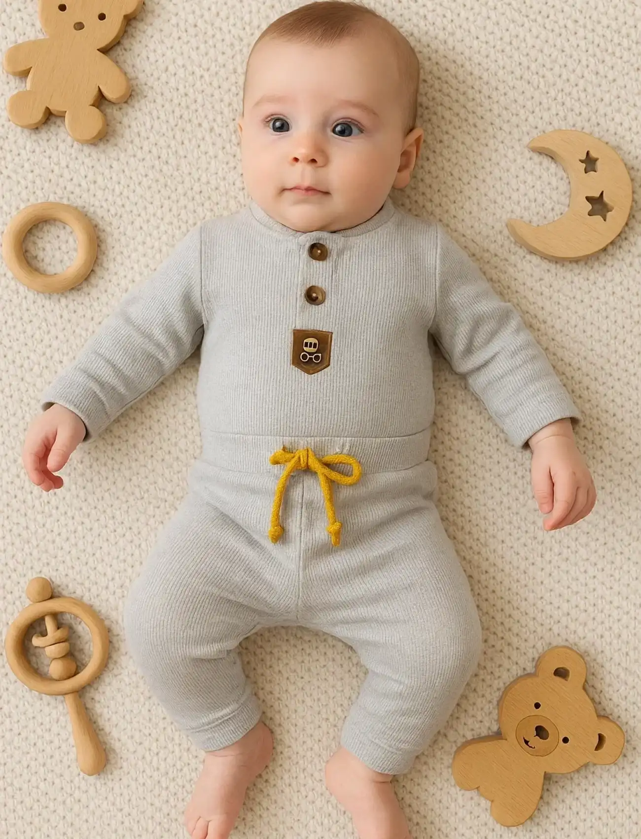 New Waffle Çıtlı Düğmeli 2li Mevsimlik Takım