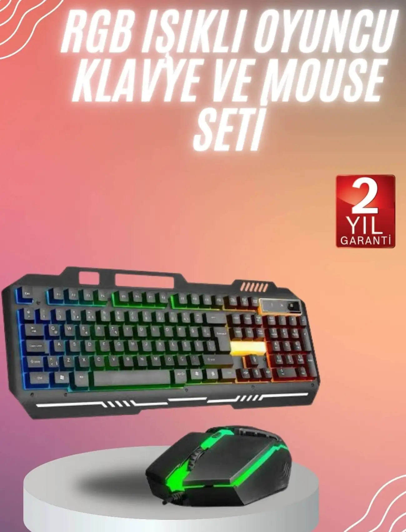Rgb Işıklı   Klavye Q Klavye Mouse Hediyeli