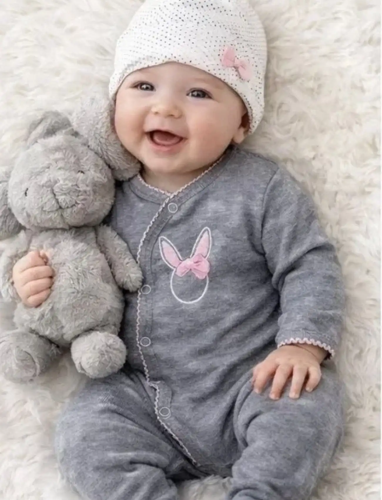 Sevimli Tavşan Desenli Kız Bebek 4’lü Tulum Seti