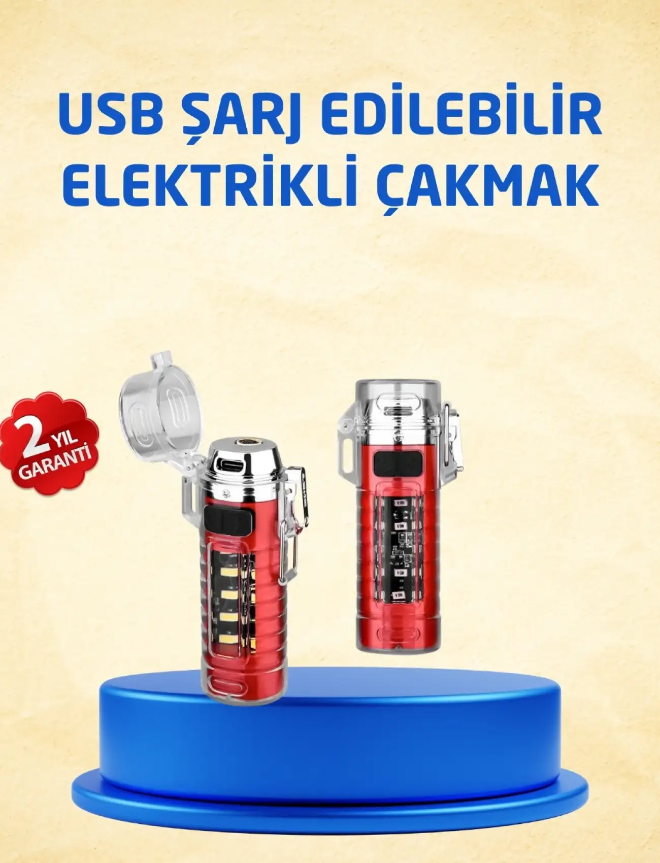 Tip C Şarjlı Dijital Ekranlı Çakmak Ve El Feneri