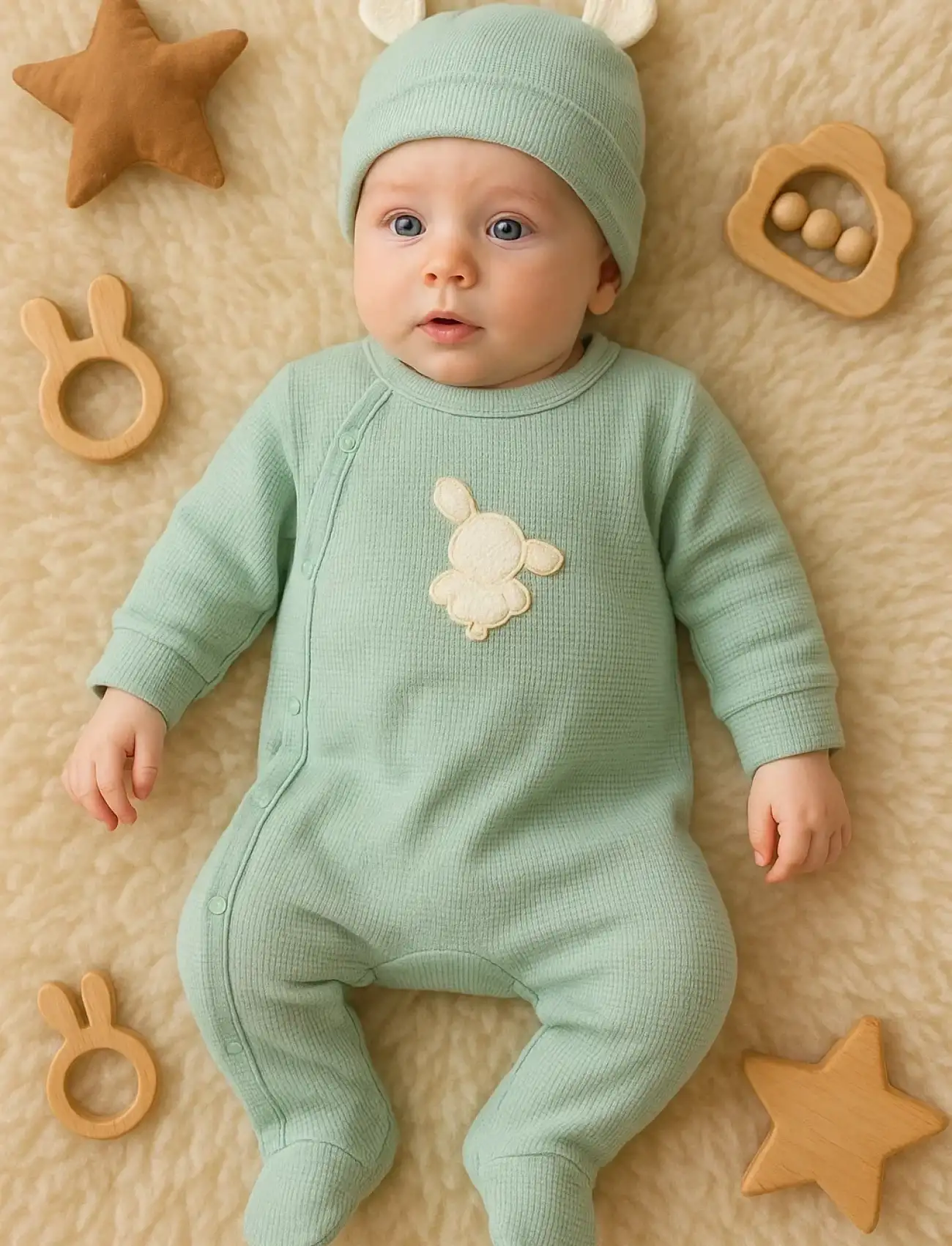 Waffle Tavşanlı Erkek Tulum %100 Pamuk