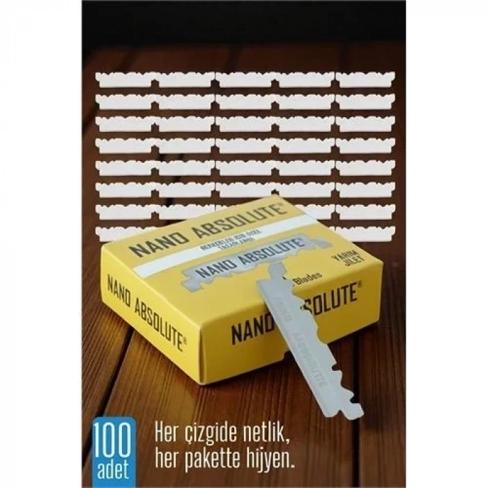 100 Lü Berber Ustura Jileti - Yarım Jilet- Berber Jileti Nano Absolute