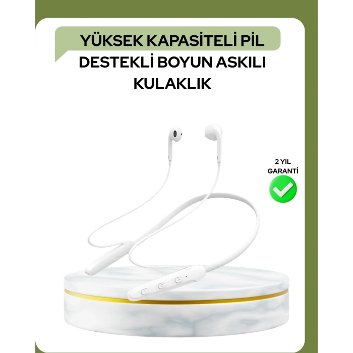 100 Saat Pil Ömrü Boyun Askılı Bluetooth Kablosuz Kulaklık