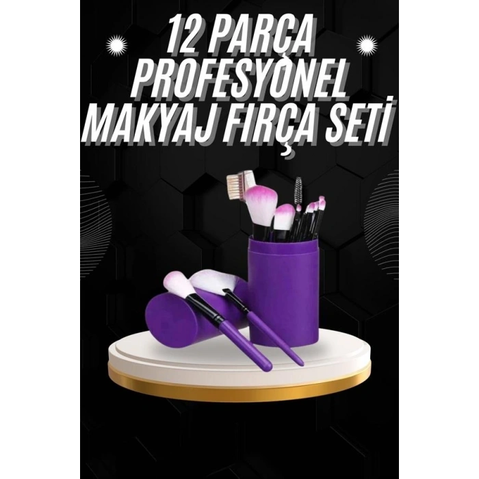 12 Parça Profesyonel Makyaj Fırçası Far Fırçası Allık Fırçası Yumuşak Kıllı