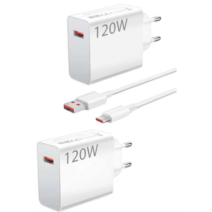 120 Watt Turbo Hızlı Şarj Aleti Seti Hızlı Şarj Adaptörü Beyaz