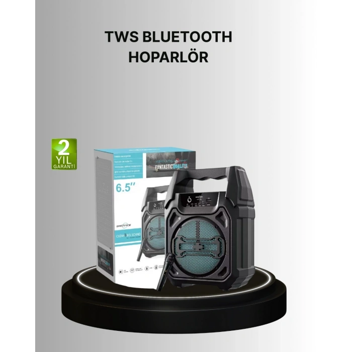 15W Güçlü Ses Çıkışlı Bluetooth Hoparlör FM Radyo ve Mikrofon Destekli
