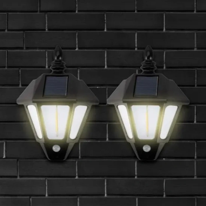 2 Adet  Güneş Enerjili Bahçe Led Ampul Hareket Sensörlü Bahçe Led 3 Modlu (0177)