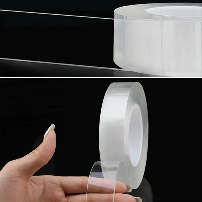 2 metre x 3 cm Şeffaf Güçlü Nano Çift Taraflı Silikon Jel Yapıştırıcı Bant
