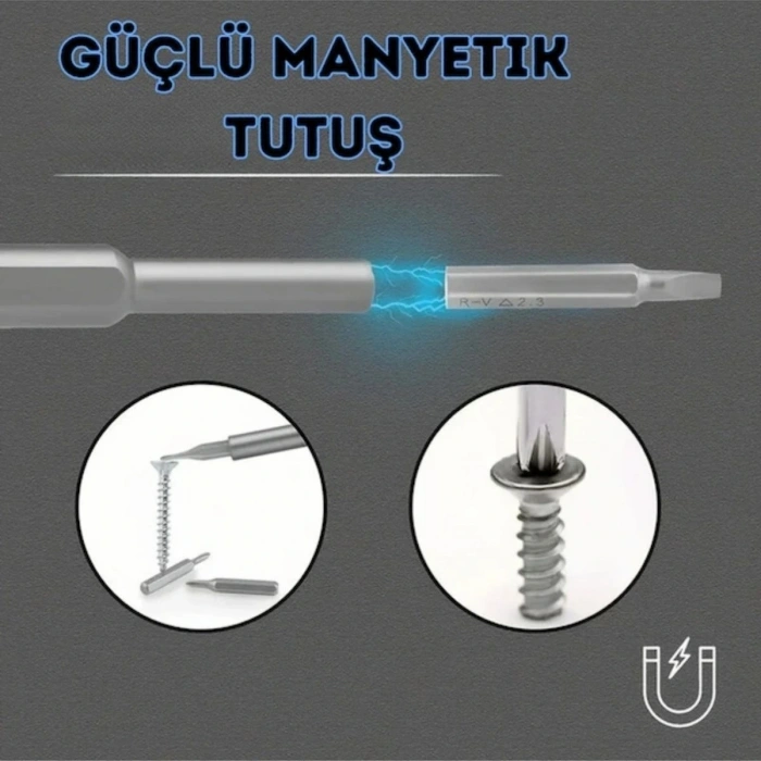 25 Parça 24 farklı uçlu Mıknatıslı 25 in 1  Tornavida Seti (5047)