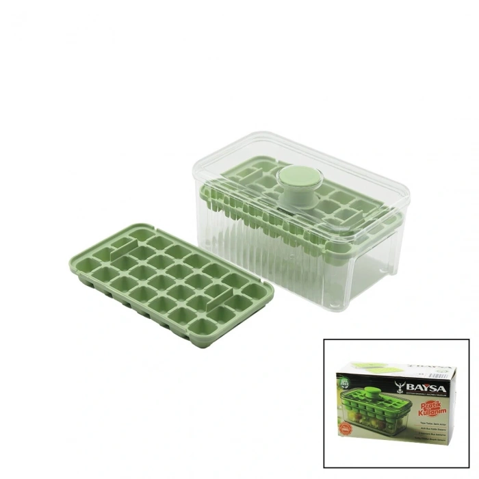 28+28=56LI KÜP ŞEKİL HAZNELİ=MİKA KRİSTAL BUZLUK 2İN1 KAPAK KULPU=KULP - KULPA BAS=BUZ DÜŞÜR (5047)