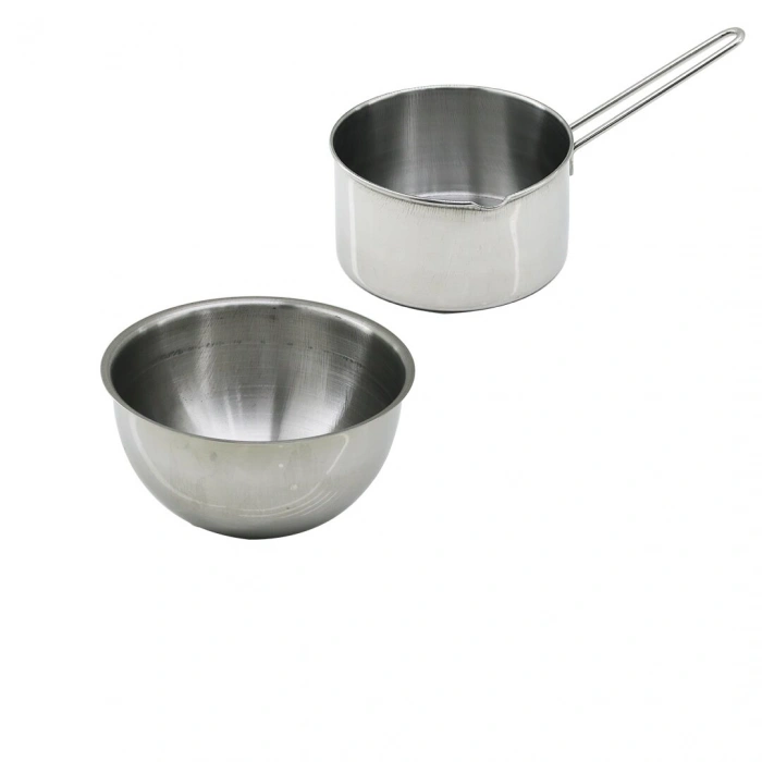 2PCS SET PASLANMAZ ÇELİK CHEFF SÜTLÜK - SOSLUK=14CM - DERİN KAP=17CM (5047)