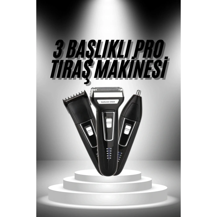 3lü Set Saç Sakal Kesme Traş Makinesi Burun Kılı Alma Tıraş Makinesi