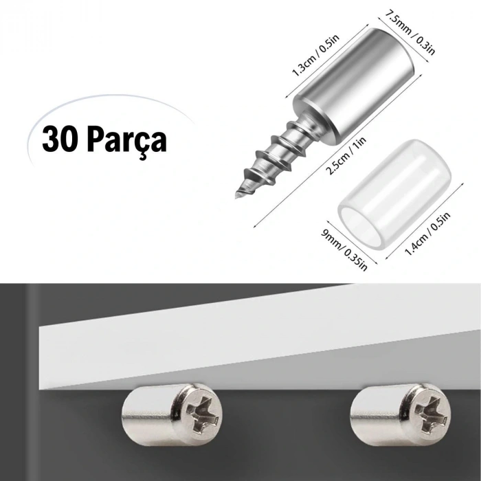 30 Adet Dayanıklı Metal Raf Tutucu Raf Pimi (5047)