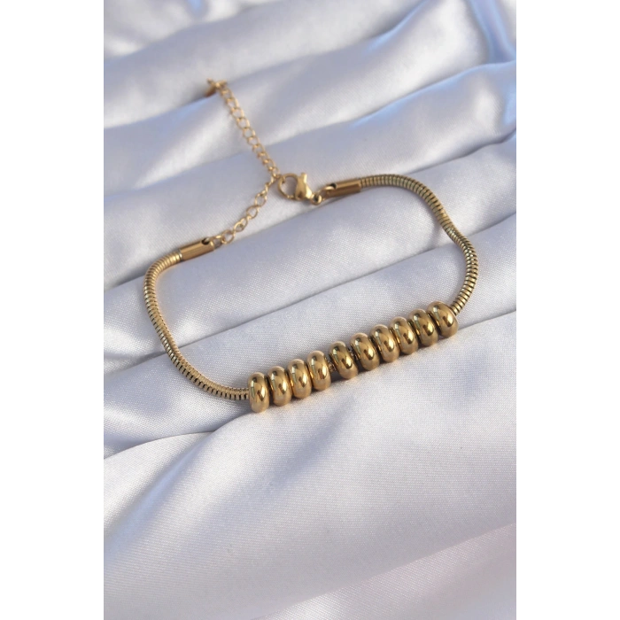 316L Çelik Gold Renk Oval Figürlü Bileklik
