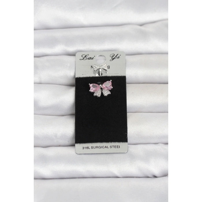 316L Cerrahi Çelik Pembe Fiyonk Model Göbek Piercing