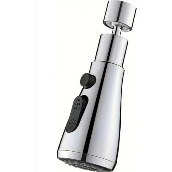 360 DERECE DÖNEBİLEN- 3 MOD  KROM YAĞMUR PÜSKÜRTME BORULU KUBAR MUSLUK UCU  (5047)