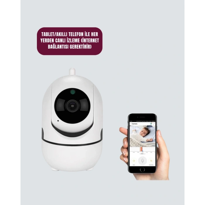 360° Dönen Akıllı WiFi Kamera – Uzaktan Kontrol ve İki Yönlü Ses Özellikli