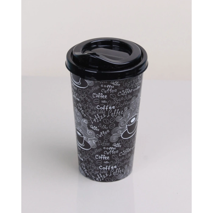4 Adet Kahve Bardağı Kapaklı Desenli 650ML