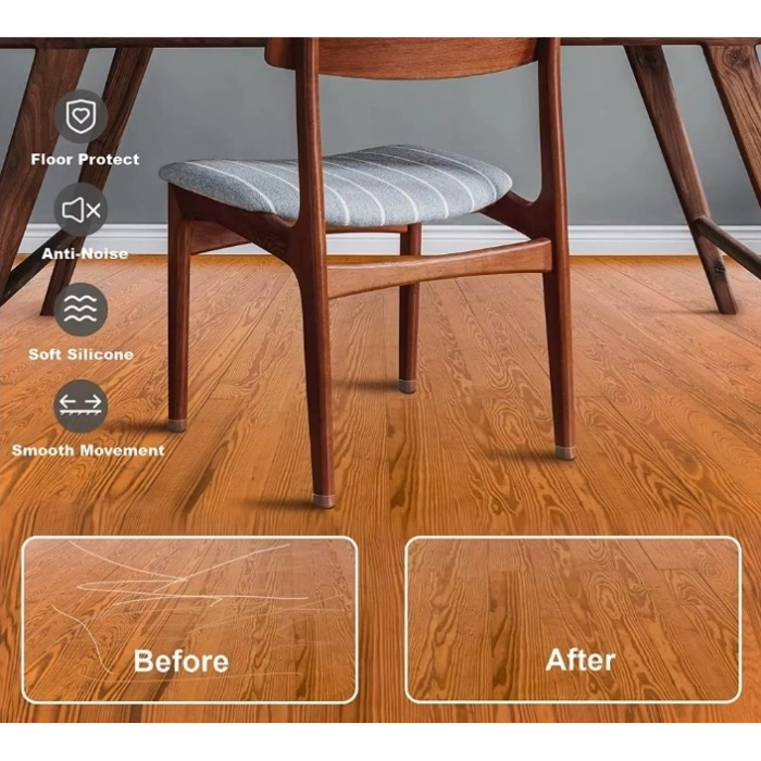 4'lü Keçeli Şeffaf Silikon Sandalye Ayak Koruyucu Seti (5047)