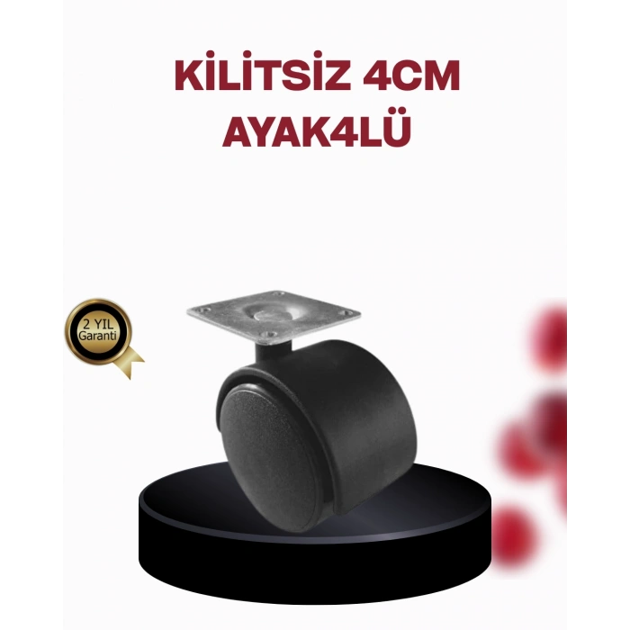 4 cm Döner Ayak Kilitsiz 4 Adet Mobilya ve Sehpa Ayağı