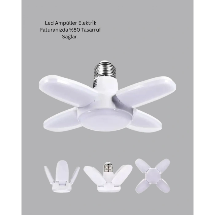 4 Kollu Katlanır Pervane LED Ampül 60 Watt Yüksek Aydınlatma ve Enerji Tasarrufu