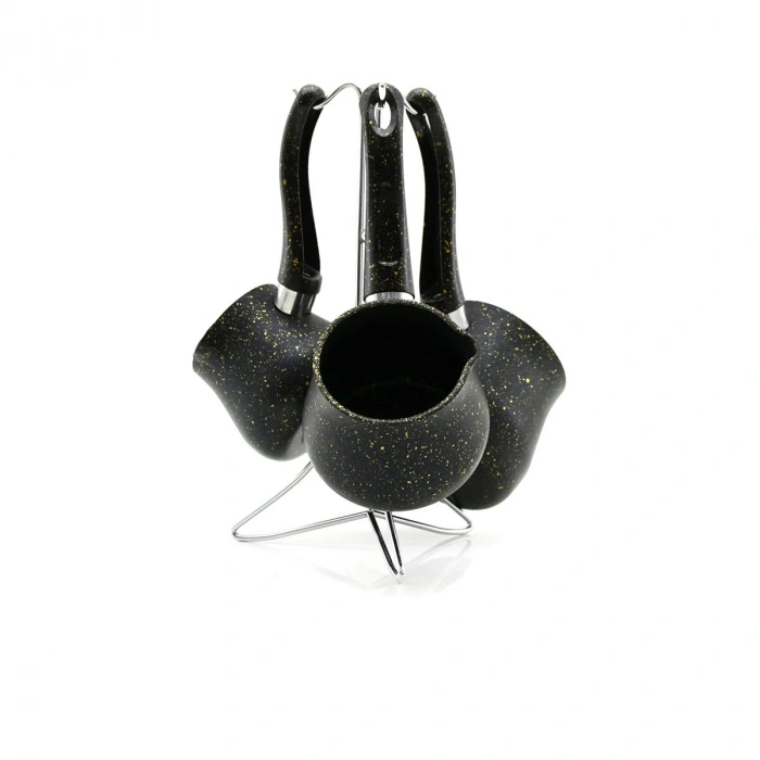 4PCS 230-280-380ML GRANİT - ÇELİK CEZVE RENKLİ METAL STANDLI (5047)