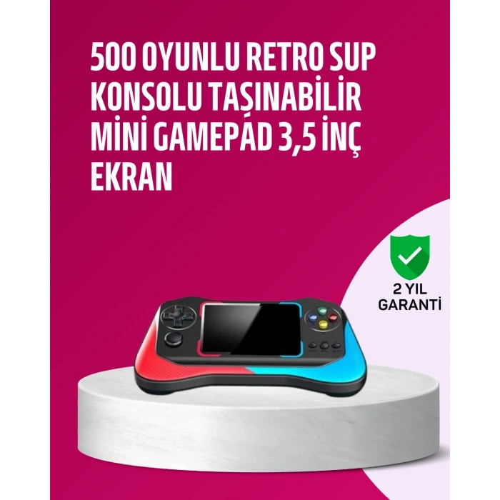 500 Oyunlu 3,5” Elde Taşınabilir Mini Oyun Konsolu – Şarjlı, TV Bağlantılı