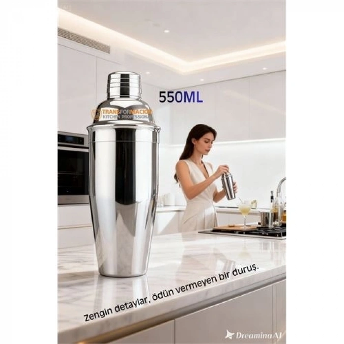 550 ml Inox Shaker - Kokteyl Karıştırma Kabı  Süzgeçli Bar Shaker Paslanmaz Çelik