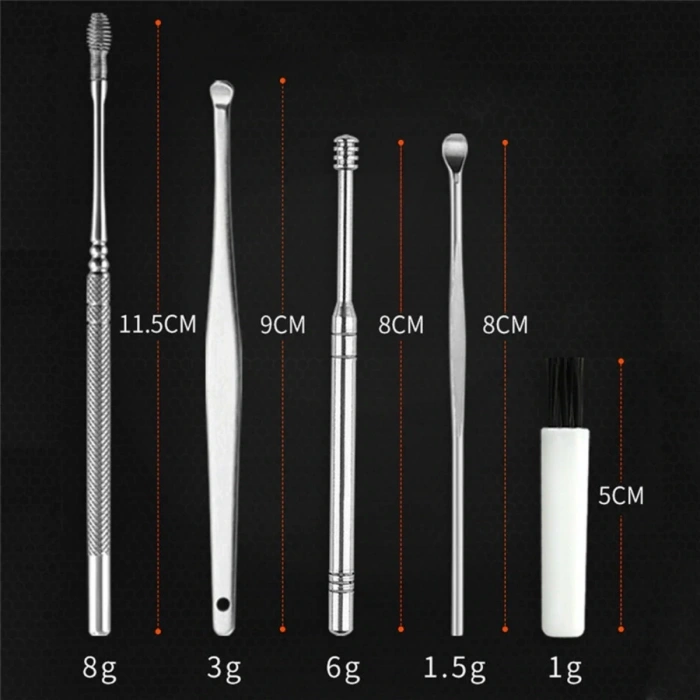 6 Parça Paslanmaz Çelik Kulak Balmumu Toplayıcı Çıkarıcı Temizleyici Bakımı Çubuk Seti (5047)