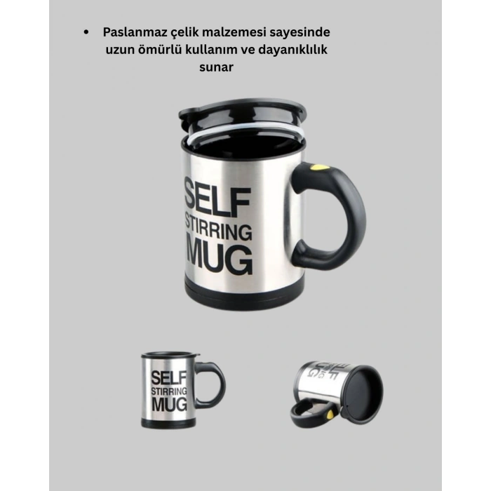 Akıllı Kendi Kendini Karıştıran Termal Kupa – Paslanmaz Çelik