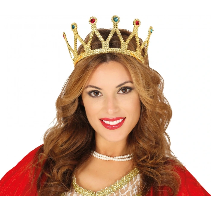 Altın Renk Çocuk ve Yetişkin Uyumlu Kraliçe Tacı Prenses Tacı 8X25 cm (5047)