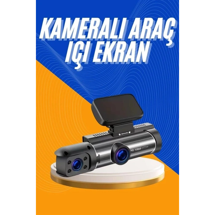 Araç Kamerası Black Box Çift Kameralı Ekranlı Full HD Sürüş Kamerası