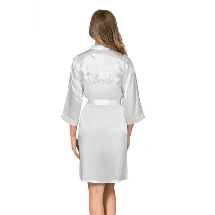 Arias Closet Beyaz Kısa Saten Bride Sabahlık