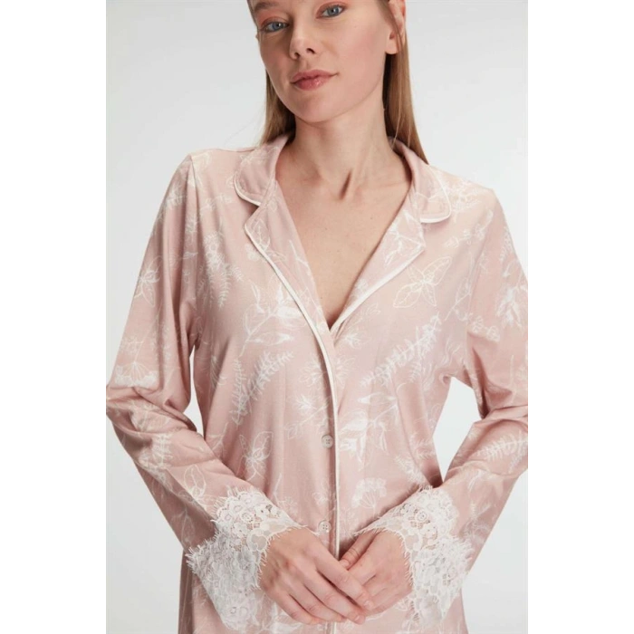 Arias Closet Cotton Modal Uzun Kol Gecelik