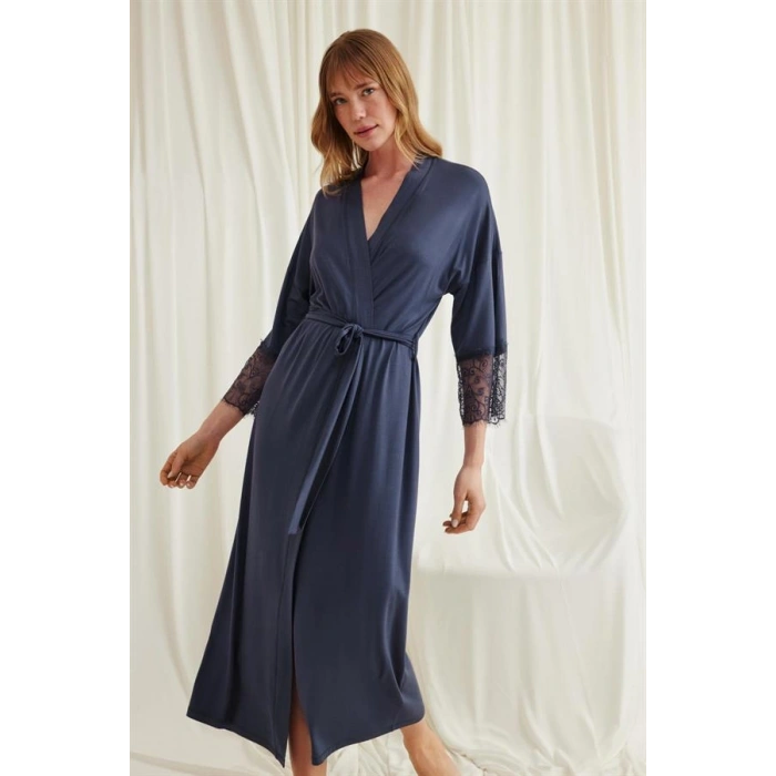 Arias Closet Dantelli ve Kuşaklı Sabahlık