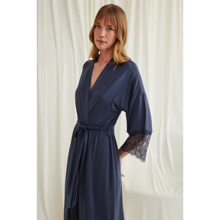 Arias Closet Dantelli ve Kuşaklı Sabahlık