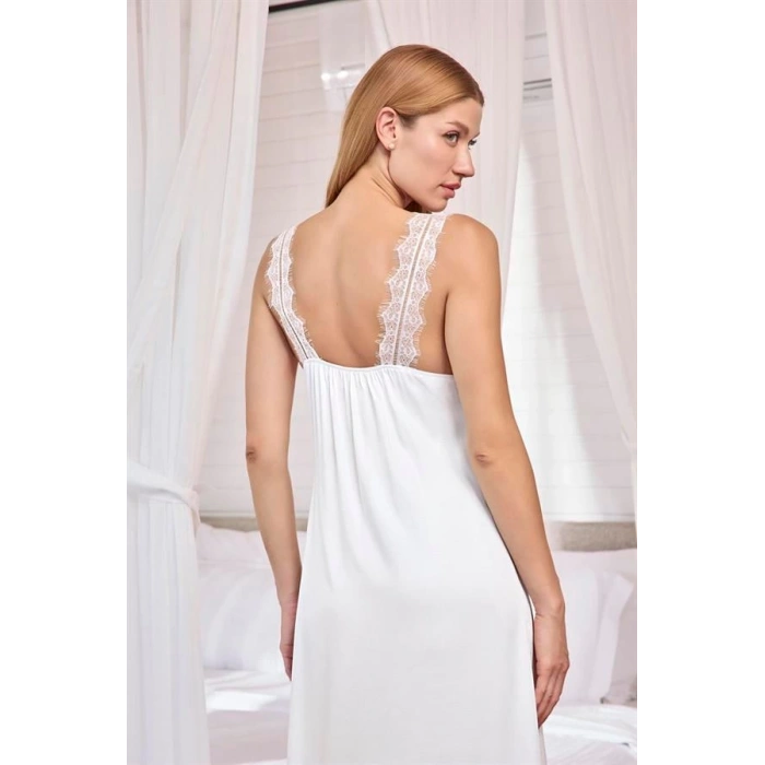 Arias Closet Göğüs ve Sırt Dekolteli Dantelli Saten Gecelik