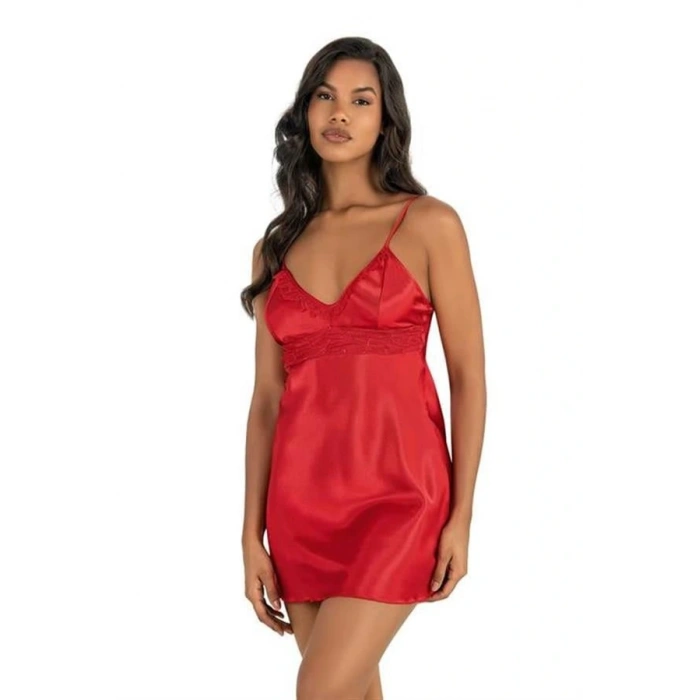 Arias Closet Kırmızı Kısa Saten Gecelik