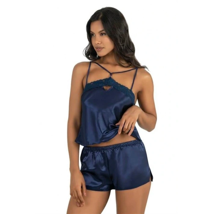 Arias Closet Lacivert Saten Şort Takımı