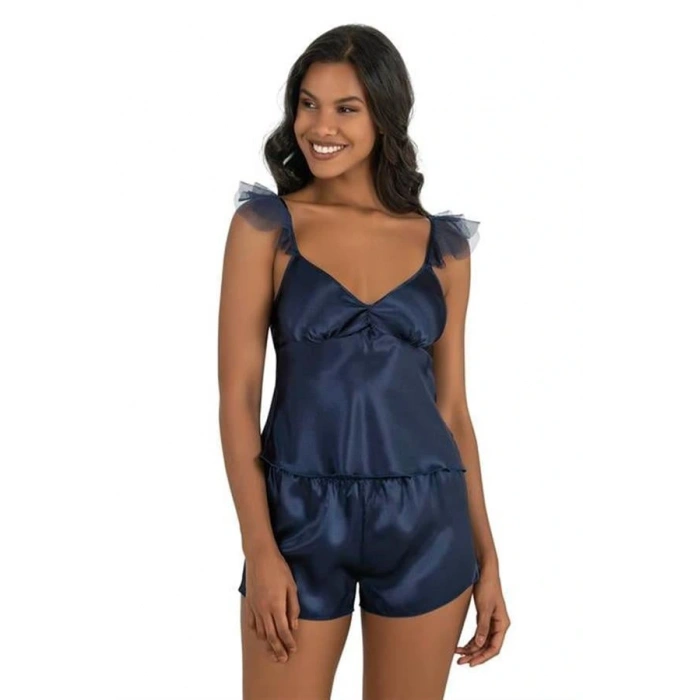 Arias Closet Lacivert Saten Şort Takımı 9212