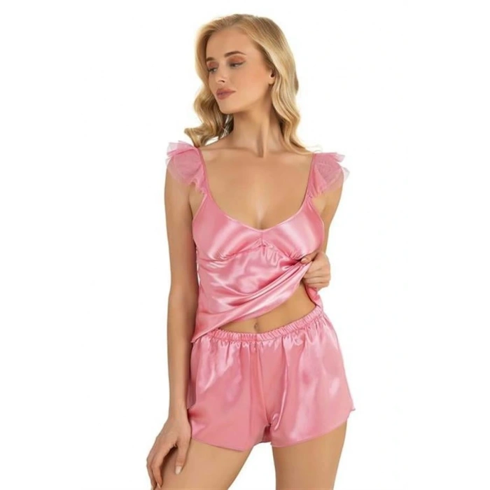 Arias Closet Pembe Saten Şort Takımı 9212