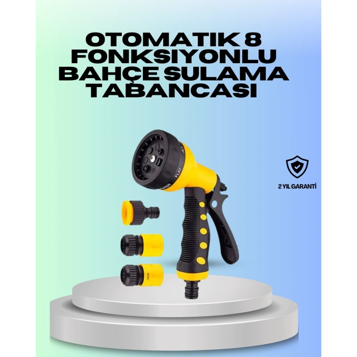Ayarlanabilir Basınçlı 8 Modlu Bahçe Sulama Tabancası Hortum Aparatı